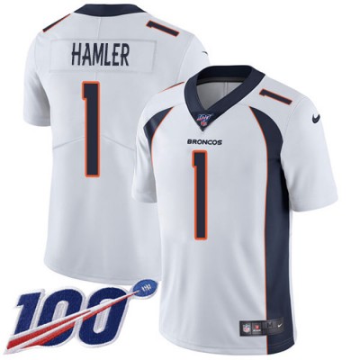 Nike Denver Broncos #1 KJ Hamler White Men's Stitched NFL 100th Season Vapor Untouchable Limited Jersey